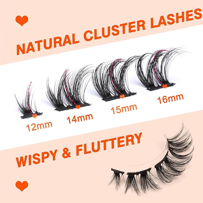 Lash Clusters Natural False Eyelashes Mink Individual Lashes Wispy Fluttery Cluster Eyelashes DIY Lash Extensions D-Curly Cluster Eyelashes Multipack by Eefofnn