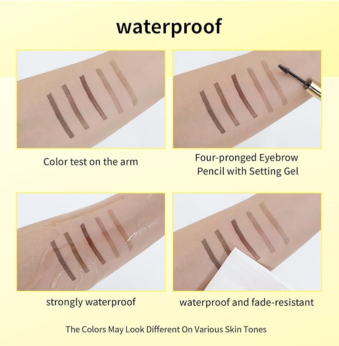 2-in-1 Eyebrow Pen and Eye Brow Clear Gel, 4 Tip Microblading Eyebrow Pencil for Women Hair-Like Strokes & Feathered Brows, Waterproof Long Lasting Lift Shaping, Smudge Proof Brow Pencil, Light Brown