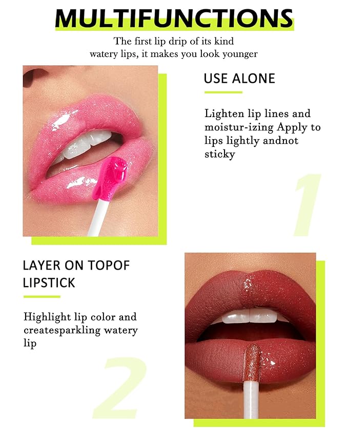 Lip Oil Lip Glaze-1Pcs Big Brush Head Hydrating Pink Lip Glow Oil,Shiny Transparent Lip Gloss Plumping,Long Lasting Non-sticky Clear Glow Reviver Lip Care Oil,Christmas Lip Makeup Gift-03#