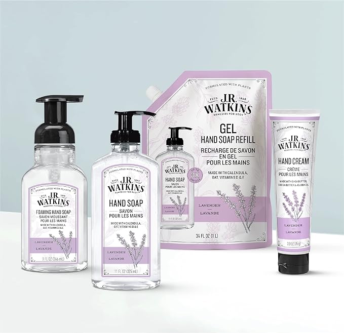J.R. Watkins Foaming Hand Soap with Pump Dispenser, Moisturizing Foam Hand Wash, All Natural, Alcohol-Free, Cruelty-Free, USA Made, Lavender, 9 fl oz, 3 Pack