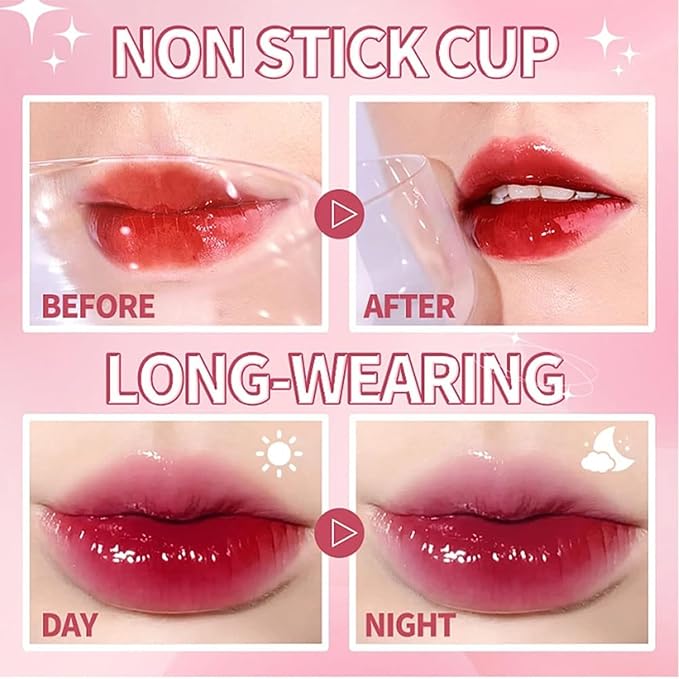 Eakroo 10 Colors Lip Stain Tint Set, Korean Lip Gloss for Women, Moisturizing Korean Lip Tint, Lip Stain Long Lasting Waterproof, High Pigment, Non-Stick Cup, Vivid Color, Lip Tint Makeup (Set A)