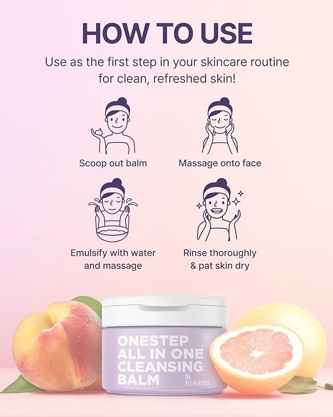 Rokkiss One Step Makeup Remover Cleansing Balm (5.1fl oz) - Korean Facial Cleanser for Eyes, Lips and Face, Gentle, Cruelty-Free Formula