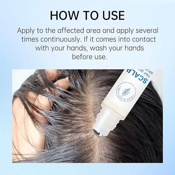 Rosemary Hair Growth Serum Roll On, 3% Rosemary 3% RedensyI & 2% Anagaln Hair Beard Growth Serum, Thicker Stronger Hair Beard, Prevents Hair Fall Stimulates Hair Follicles for All Hair Types - 25ml