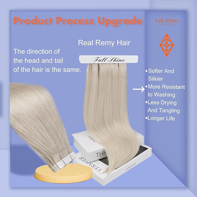 Full Shine Blonde Tape in Hair Extensions Real Human Hair Color 1000 Blonde Hair Extensions Tape in 22Inch Adhesive Long Seamless Skin Weft 100G Straight Extension 40Pcs