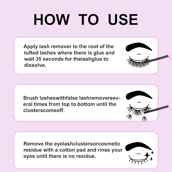 Cluster Lash Glue Remover Quick-Dissolving False Eyelash Remover for Easy Removing Lash Bond and Seal Safe Formula Lash Extension Clusters Remover 5ml Cluster Eyelash Extensions Remover