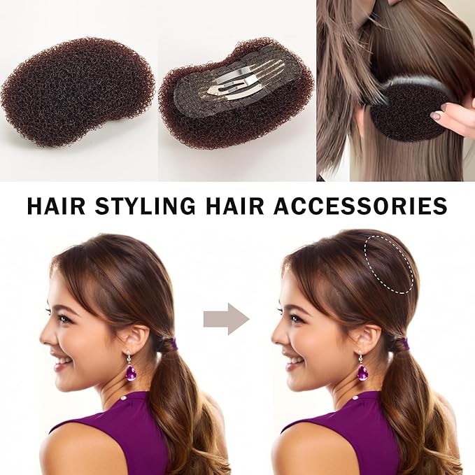 3PCs Volumizing Hair Sponge Inserts with Puff Cushion Clips – Hair Styling Tools for Adding Volume and Fullness for Women and Girls