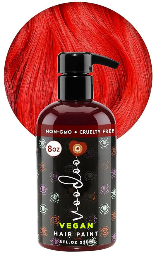 MOEHAIR Semi-Permanent Hair Color | Dark Blue Hair Dye 8 Oz | No Ammonia, Sulfate or Paraben | Vegan & Cruelty-Free | Voodoo Serenity Blue Hair Color (Bright Red)