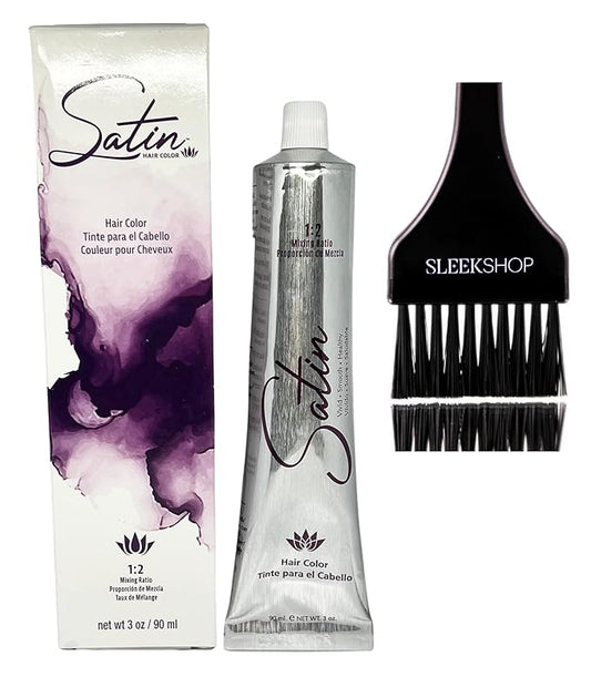 Practice SIeekshop Brush + 𝐒𝐚tin Hair Color, D𝐞v𝐞𝐥o𝐩𝐥us Ultra Vivid Fashion Colors, (NEWEST 2024-2025 VERSION) ALOE VERA BASE Low Ammonia Cream Haircolor Dye (5N - Light Brown)