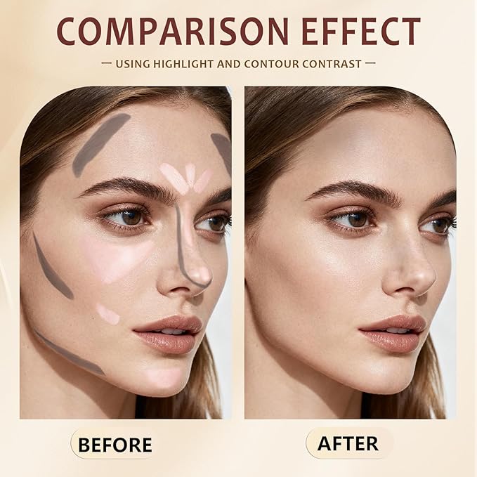 Liquid Cool Toned Contour and Highlighter Stick, Dual-Ended 2 in 1 Blendable Lightweight Grey Contouring Smooth Brightening Illuminator for Fair Pale Light Olive Skin, Matte Natural Finish01