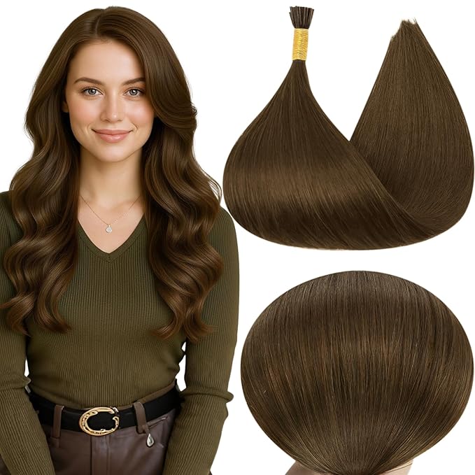 Full Shine I Tip Hair Extensions Human Hair 18 Inch Medium Brown 40 Grams Itip Human Hair Extensions Soft Straight Remy Hair Prebonded Extensions for Women add Length