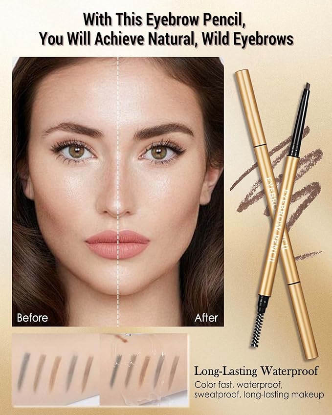 Eyebrow Pencil, 12Pcs Grey Ultra-Fine Retractable Eye Brow Pencil,Long-Lasting Waterproof Eyebrow Tint Pen Kit for Define Shape and Fill Brow,Thanksgiving Eye Makeup Gift Set for Women Girl-04 Gray