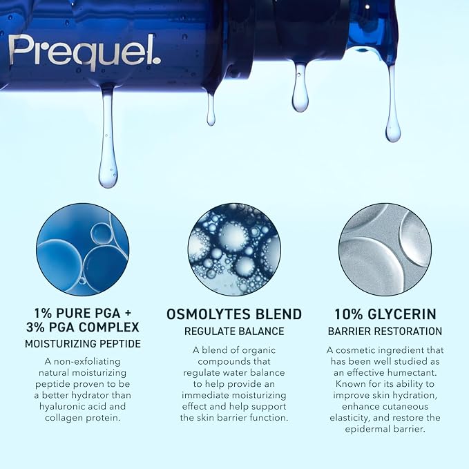 Prequel Skin Multi-Quench Plumping Hydration Serum for Face. Intensive Hydrating Facial Serum for Women with PGA Complex and Moisture-Binders. Deep Moisturizing for Dry and Sensitive Skin, 1.7oz