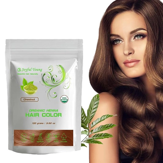 100% Organic Henna Hair Color – Natural, Chemical-Free Hair Dye for Rich, Vibrant Color & Gloss – Grey Coverage, Safe for All Hair Types, Vegan Non-Toxic, Herbal Hair Treatment (CHESTNUT BROWN)