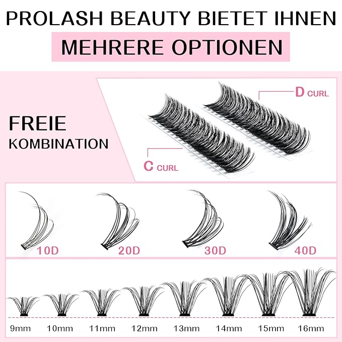 280 Pcs Individual Lashes 40D-D-0.07-9-16mix Cluster Lashes 10D 20D C D Curl Wispy Lashes Bottom Lashes DIY Lashes At Home（40D-D-0.07-9-16mix）