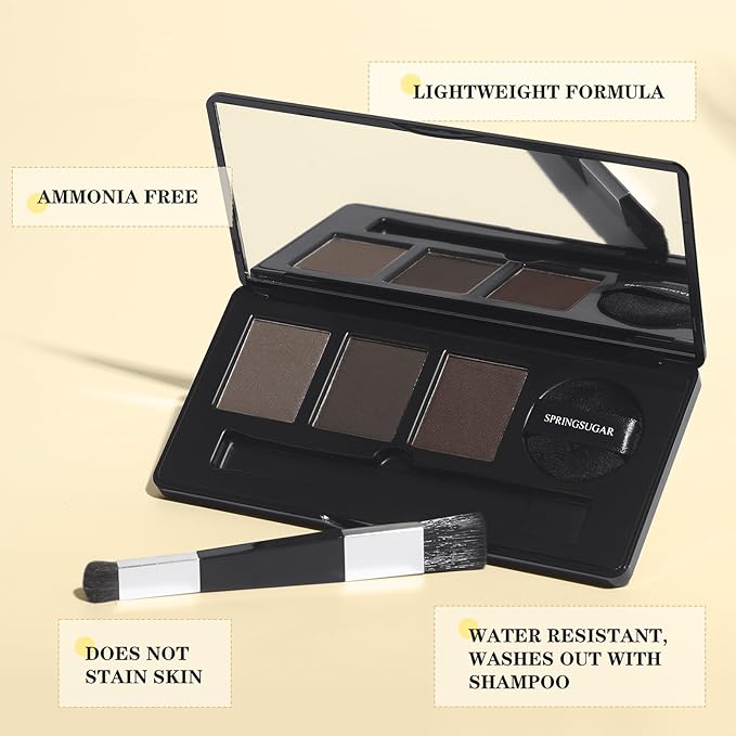 Root Touch Up Hair Color – 3 Color Blendable Hairline Powder for Gray Coverage, Root Cover Up & Thinning Edges – 48H Sweat Resistant, Natural Finish for Women & Men – Dark Brown