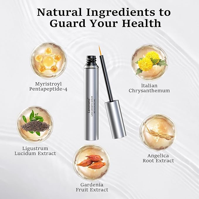 Lash Serum, Eyelash Growth Serum for Longer & Thicker Lashes, Eyelash Rapid Growth, Vegan & Cruelty-Free, 0.1 Fl Oz (3ml)