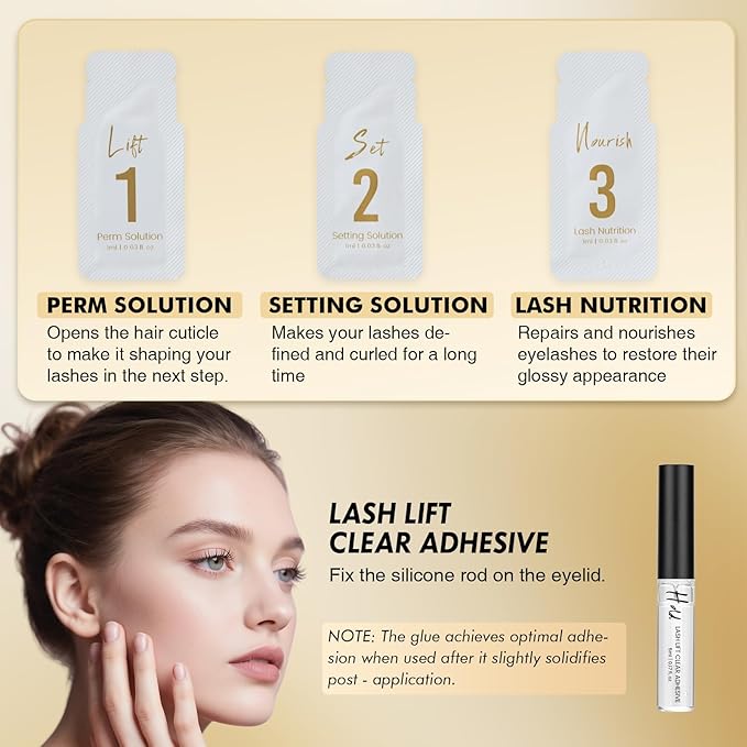 Brow Lamination Kit Lash Lift Kit, Sachet Refill Eyelash Perm Kit for Natural Curling Long-Lasting, Instant Eyelash Lift Kit, Brow Perm Kit for Salon-Quality Results at Home