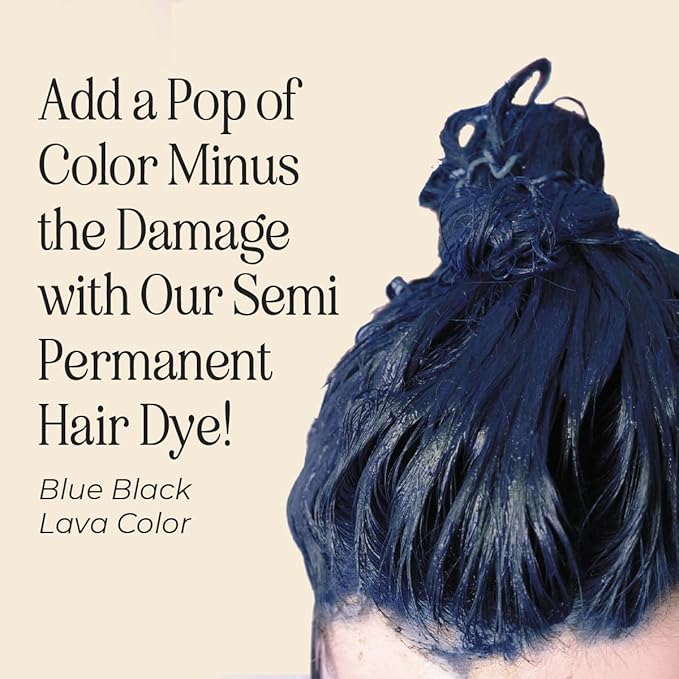 INH Semi Permanent Hair Color | Color Depositing Conditioner | Blue Black Hair Dye | No Bleach & No Peroxide Temporary Tint for Women & Men | Vegan, Ammonia Free, & Sulfate Free | Ready to Use, 6oz