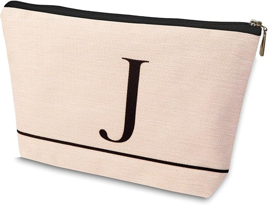 Letter A-Z Initial Personalized Makeup Bags, Birthday Gifts for Women, Monogrammed Gifts for Women Mom Sister Best Friend Bride Bridesmaid, Mothers Day, Christmas, Small Travel Cosmetic Bag (J)