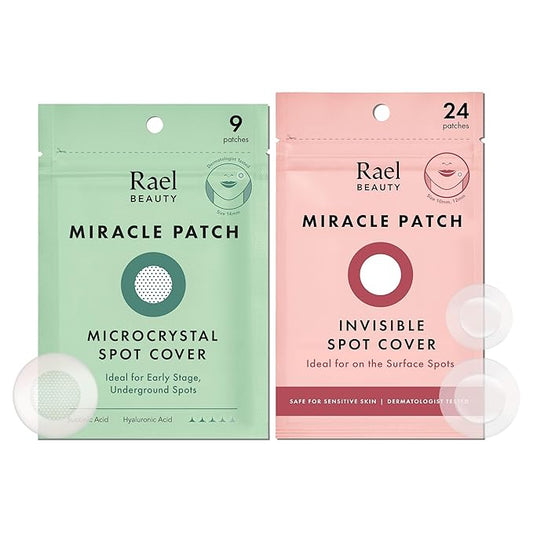 Rael Pimple Patches, Invisible & Microcrystal Spot Cover - Hydrocolloid Acne Pimple Patch for Face, Zit and Blemish, Breakouts, Korean Skin Care (33 Count)
