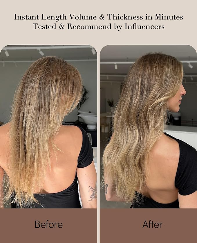 VINBAO 22In Clip in Hair Extensions Ash Blonde with Dirty Blonde Silky Long Straight Human Hair Clip in Extensions Salon Quality For Women 120g 6Pcs (#10/16/16, 22)