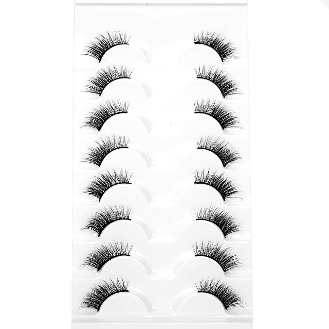 Half Lashes Strips False Eyelashes Fairy Natural Lashes Cat Eye Look Wispy Short Band 3/4 Lashes 8 Pairs Pack Fluffy Volume Small Accent Lash Fake Eyelashes 3D Faux Mink Lashes Extensions
