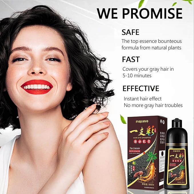 Instant Dark Wine Red Hair Color Shampoo 500ml for Men & Women, 3 in 1 Dark Burgundy Dye Shampoo 100% Covers Gray Hair, Natural Coloring Shampoo in Minutes 17.6 Fl Oz