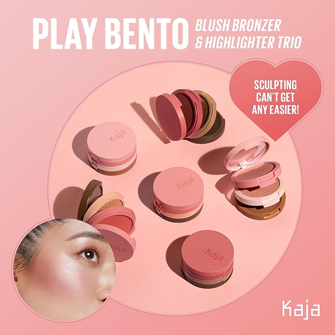 KAJA 3 Colors Palette - Play Bento_Butter Up | Powder Blusher, Highlighter, Cream Bronzer, Creamy Application, with Mango Seed Butter, Powdery Finish, Easy Finger Application, Lightweight Formula