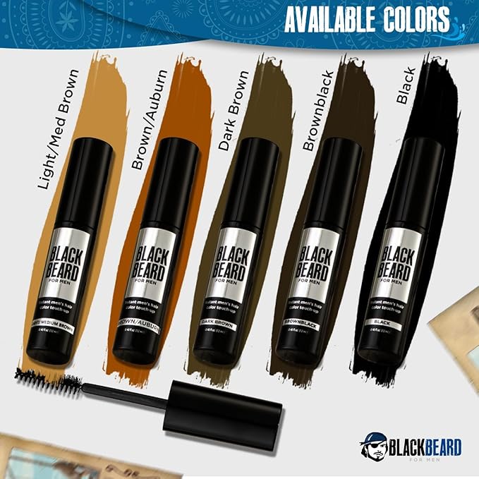 Blackbeard for Men Instant Beard Color – All Day Beard, Mustache, Eyebrow, and Sideburns Color – Temporary, Hypoallergenic Beard Dye Alternative – Up to 45 applications – Light Medium Brown, 1 Pack