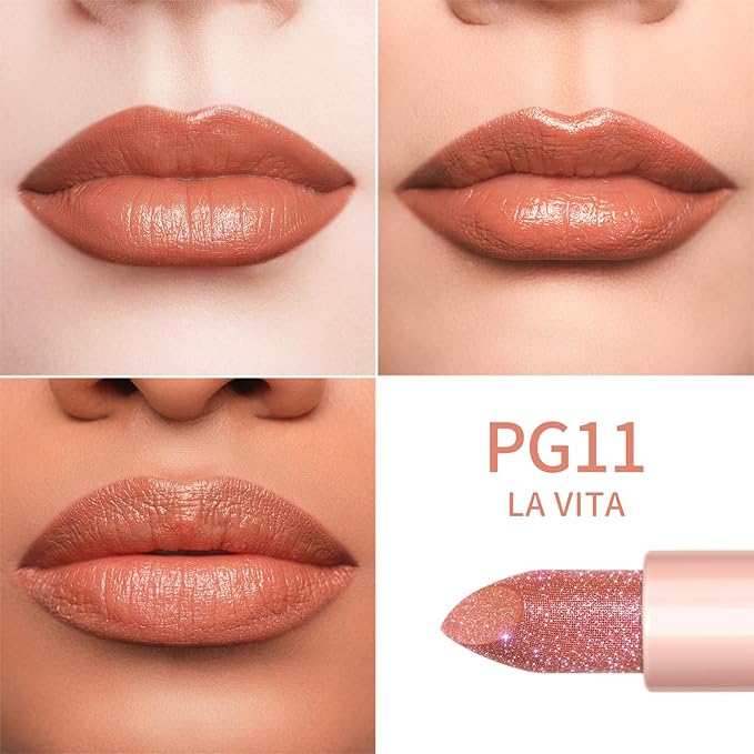 Oulac Infinity Moisture Shine Lipstick - High Shine Shimmery Finish, Super Creamy Texture, Medium to High Coverage - Gluten Free, PG11 La Vita
