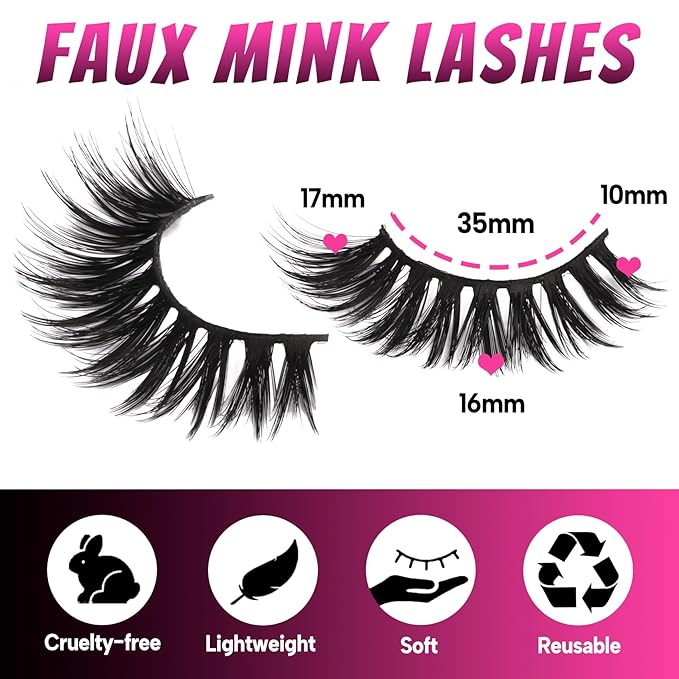 Veleasha Lashes 10 Pairs Natural Fluffy False Eyelashes Soft Wispy Lashes 3D Faux Mink Lashes Pack (V42)