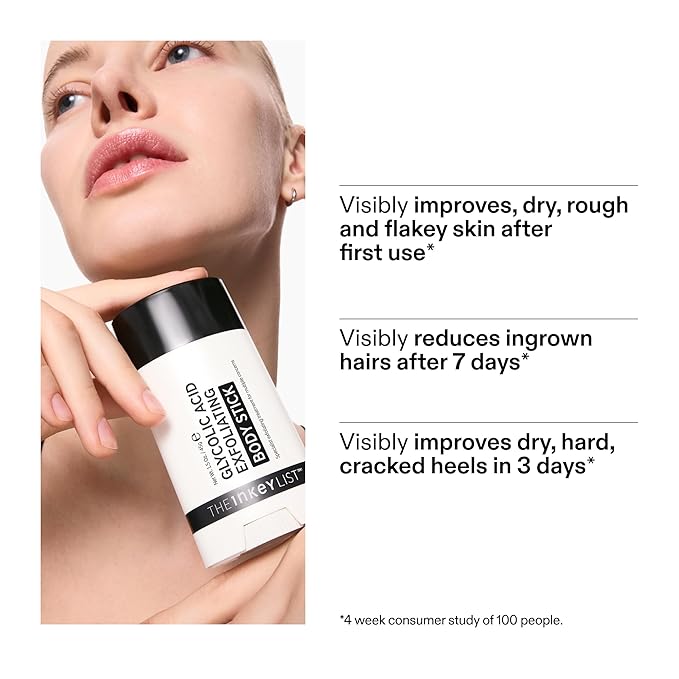The INKEY List Glycolic Acid Exfoliating Body Stick 45g, Multiple Concerns, One Targeted Solution, Delivers Deep, Effective Exfoliation, Fragrance Free, Suitable For All Skin Types
