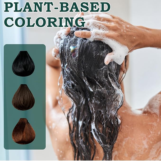 Mild Formula Long Lasting Hair Dye Set, Nourishing Plant-Based Hair Color, New Natural Hair Color Shampoo for Gray Hair Cover up, Single Step Herbal Single Agent Floral Dye (210ML, Chestnut Brown)