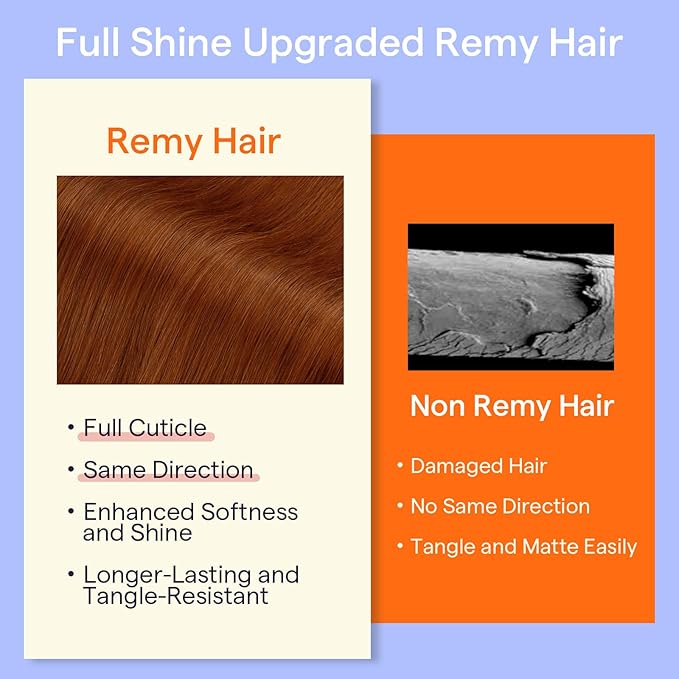 Full Shine Copper Clip in Hair Extensions Human Hair 16 Inch Copper Red Hair Extensions Clip ins for Quince 7 Pcs 120 G