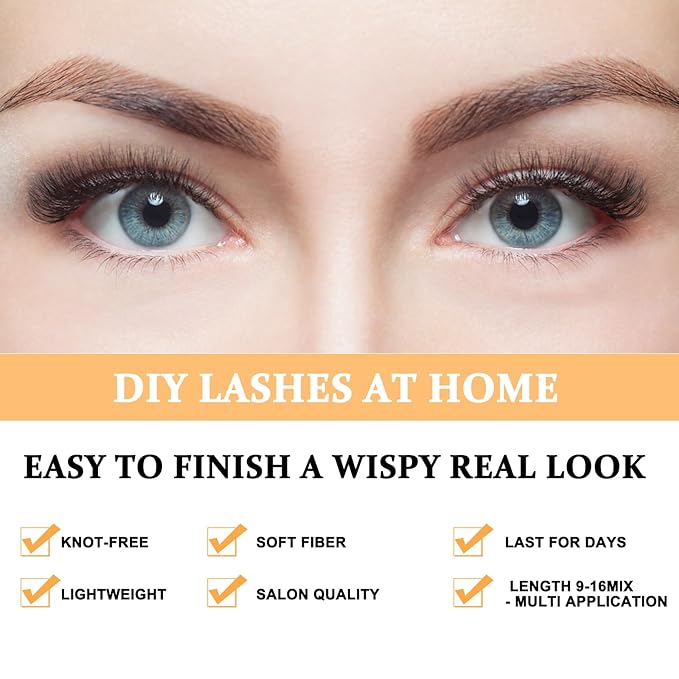 B&Q Lash Clusters 280PCS Natural Eyelash Clusters, 30D D 17mm Individual Lash Wispy Eyelash Extension with Soft Thin Band, Classic Look Pestañas Postizas Comfortable DIY at Home(30D-D-17mm)
