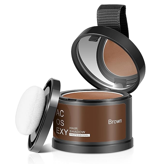 Root Touch Up Hairline Powder for Women Eyebrows, Men's Beard Line, and Bald Spots - Instant Brown Cover for Hair Gaps and Shadows