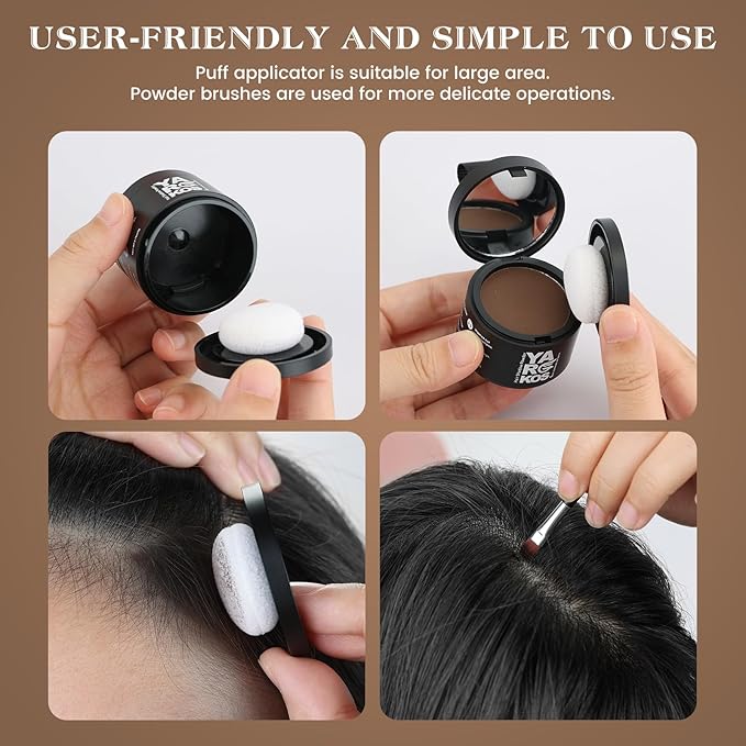 Hairline Shadow Powder, Dark Brown, Root Touch Up Powder for Instantly Gray Hair Cover Up, Women Color Root Coverage for Thinning Grey, Mens Roots Concealer for Hair Loss Beard Line, #3