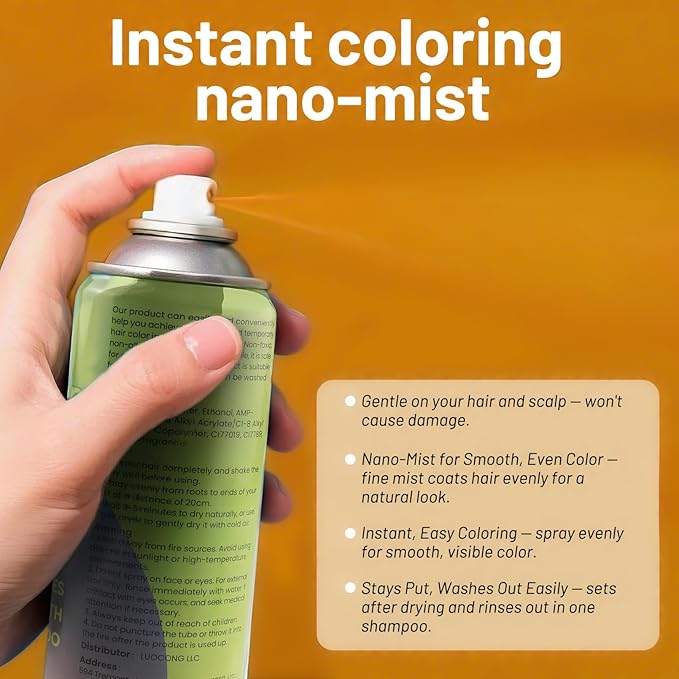 Blonde Hair Spray, Temporary Hair Color Spray for Women Men– Safe Non Sticky Washable One Day Hair Dye Spray, Disposable Accessories Included, for Halloween Cosplay Party DIY Costume Pet Fun
