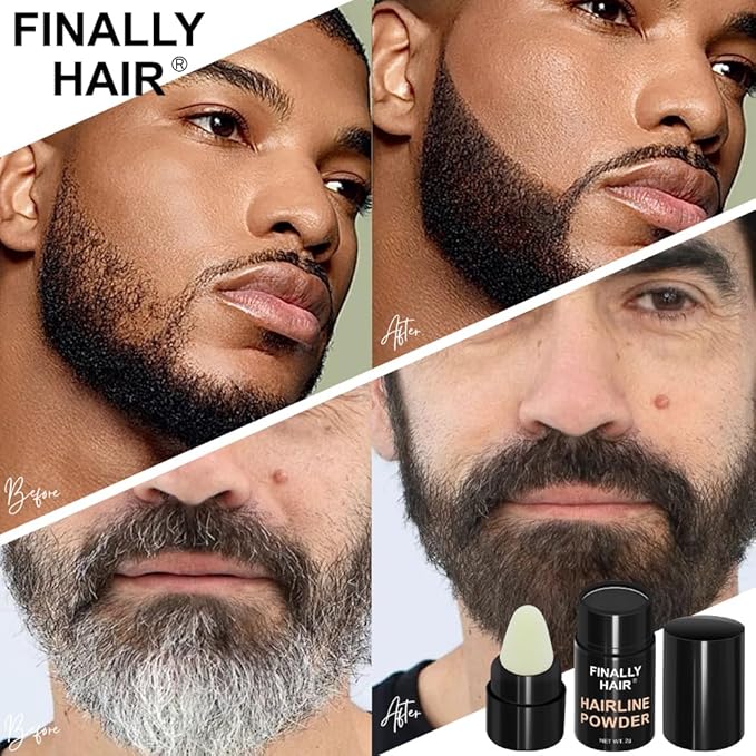 Compact Size Finally Hair Hairline Powder, Root Touch Up. Gray Away, Color Your Part, Fill In Your Beard, Make Beautiful Eyebrows (Black)
