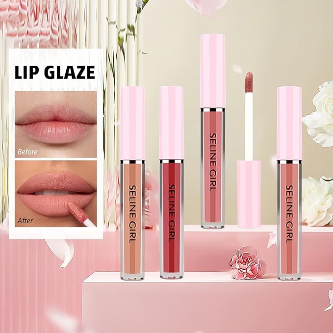 Matte Lip Gloss, Lip Gloss Silky Smooth Finish, Lipgloss Makeup Colorful and Creamy Texture, Lipstick for Every Occasion, Lip Oil Moisturizing and Hydrated #03