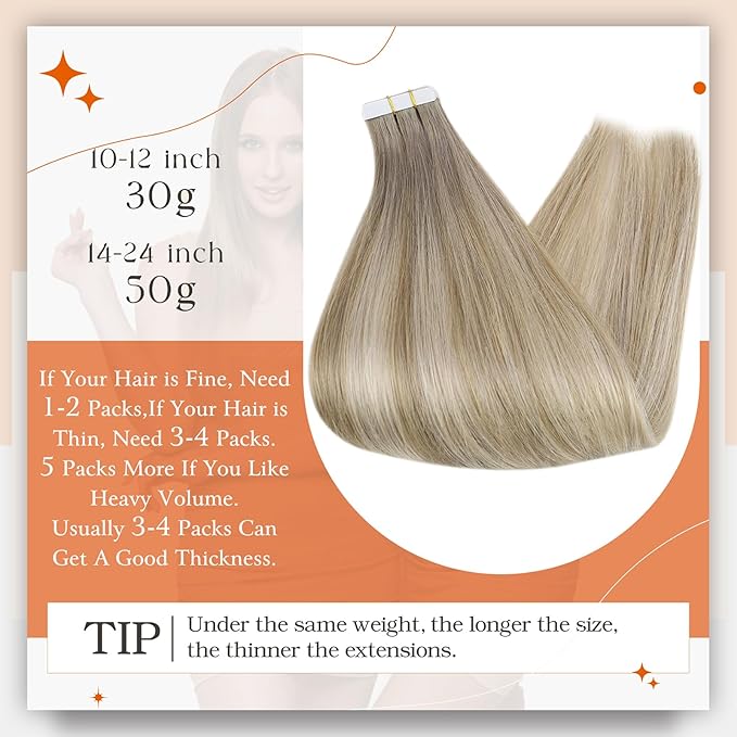 Full Shine Balayage Tape in Hair Extensions Human Hair Color 19 Grey Blonde Ombre 8 Ash Brown And 60 Blonde Seamless Invisible Tape Extensions 18Inch Remy Skin Weft for Wedding 100Gram 40Pcs