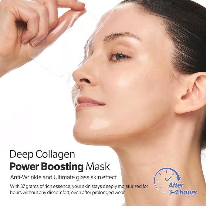 Tiktok Trend Items Wrinkle Free Boosting DUO: Deep Collagen Power Boosting Mask (4ea) & Deep Collagen Power Boosting Cream In Serum, Self-Care Gift Set for Women & Moms, Korean Skincare