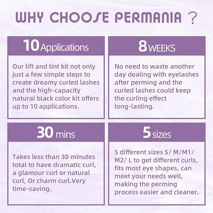 PERMANIA Lash Perm and Black Kit,Salon Grade Supplies for Eyelash Lift and Brow Lamination Black Ti-nt with Lash Lift Balm 4 IN 1 Fast Quick Curling & Coloring Natural Result Hair Color Developers