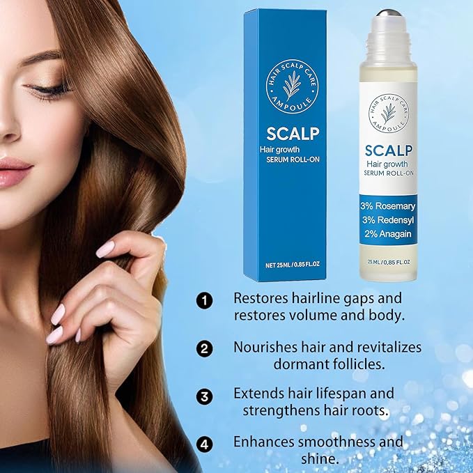 Hair Growth Roll On, Rosemary Hair Growth Serum Roll On, Advanced Hair Growth Roll-On Serum, Thicker & Stronger Hair, Nourishes Scalp & Roots for All Hair, Women and Men (2pcs)