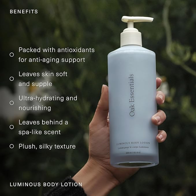 Oak Essentials Luminous Body Lotion | Hydrating Blue Tansy Body Cream with Rose Oil, Turmeric, Shea Butter and Coconut Oil, 1.33 Fl Oz (Travel Size)