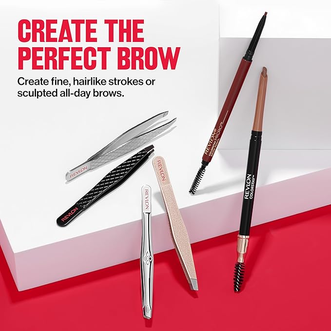 Revlon Designer Series Slant Tweezer, High Precision, Made With Long Lasting Stainless Steel, Stocking Stuffer for Women, 1 Count