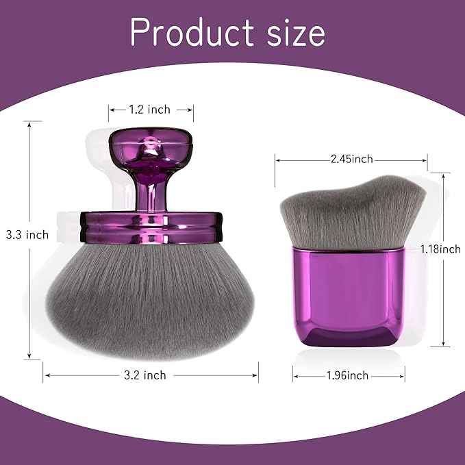 Blend & Blur Extra Large Body Makeup Brush for Self Tanner,Leg Makeup & Bronzer Self Tan Applicator, 3.2inch Wide Round Head Kabuki Brush For Application with Drawstring Bag (Purple) (Purple2)