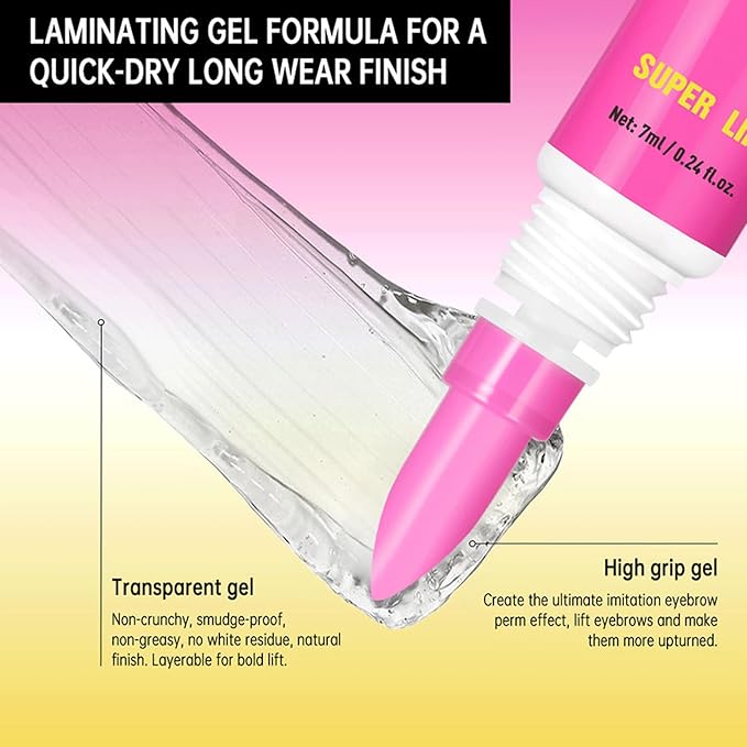 Clear Eyebrow Gel, Brow Lamination Gel for Instant Lift and Long-Lasting Hold & Built-In Styling Comb, for Fluffy Defined Brows