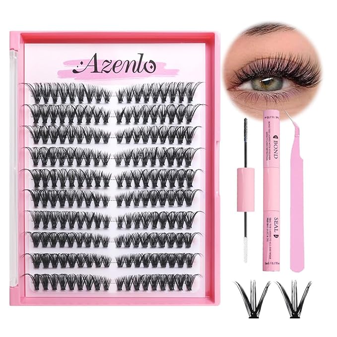 Natural Lash Clusters Kit Wispy Eyelash Clusters 120 pcs Cluster Eyelash Extensions C Curl Individual Lashes 10-16 mm Mix Length Natural Look (Left&Right 30D KIT 120Pcs)