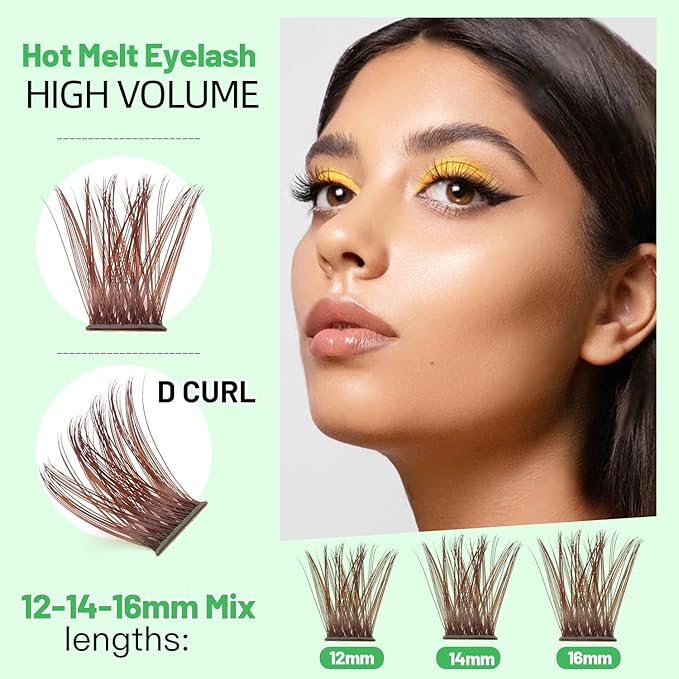 Bodermincer Lash Clusters D Curl Black/Brown/Colored Lashes 10-12-14/12-14-16/16-18-20mm Mixed Lash Clusters Kit For Beginner (M01-Dark Brown-12-14-16mm MIX)